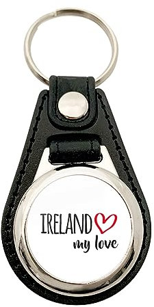 Huuraa Anhänger Ireland my love Geschenk Metall mit Kunstleder Einkaufswagenlöser Ireland Präsent