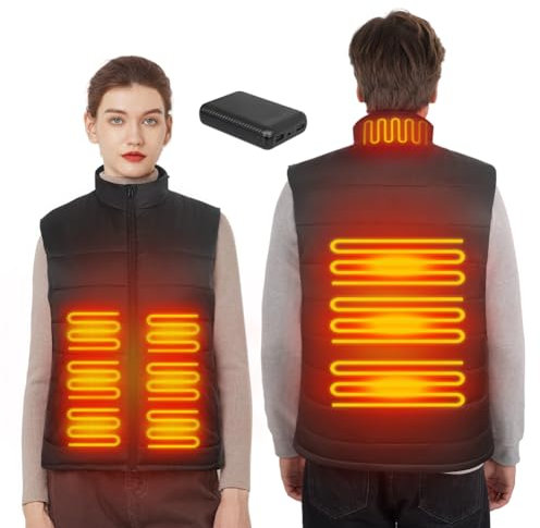 Heated Vests for Women Men with Rechargeable 10000mAH Battery, Electric Heating Gilet Jacket Black, 3 Levels Heat Setting USB Charging Heated Warm Waistcoat (UK, Alpha, M, Regular, Regular, Black)