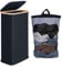 efluky Slim Laundry Basket with Lid, Tall Narrow Washing Basket for Laundry, Folding Small Slimline Laundry Baskets for Dirty Clothes, 63L Cloth Storage Basket Black