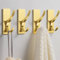 pickpiff Self Adhesive Hooks, Sticky Hooks Extra Sturdy, Hanging up to 6KG, Metal Stainless Heavy Duty Stick on Wall Door, for Towel Coat Hat Purse in Bathroom Shower Kitchen, Gold, 4 Pack