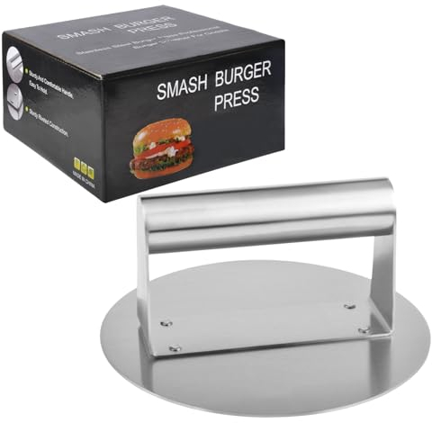 DAWRIS Stainless Steel Burger Press Round Burger Smasher Smash Burger Press Grill Press Burger Maker Steak Press Chapati Press BBQ Griddle Accessories for Bacon Hamburger Steak Meat