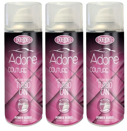 Adore Couture Turbo Car Air Freshener Spray – Powerful, Strong & Long Lasting Odour Eliminating Soft Floral Scent – Interior Freshener & Essential Car Accessories for Men and Women – 400ml, 3 Pack