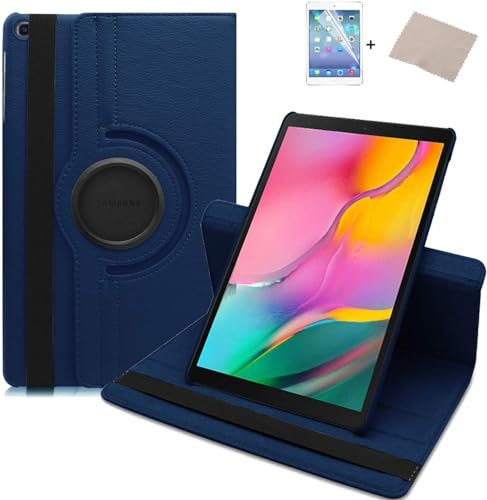 FURROB® iPad 9ème/8ème/7e génération (10,2 pouces, modèle 2021 2020 2019) Étui rotatif à 360° en cuir PU Smart Cover avec fonction support pour tablette iPad 10.2 + film de protection d'écran (bleu