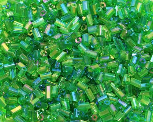 PPhtony Glass Bugle Tube Beads 1400Pcs/30g Mini Seed Beads 2 * 3mm Small Craft Loose Spacer Bead for DIY Bracelets Necklace Earring Jewelry Making (Grass Green)