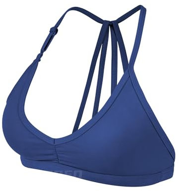 YEOREO Soutien-gorge de sport pour femme - Bretelles amovibles - Rétracté - Rembourré - Dos nu - Soutien-gorge de fitness - Haut de sport avec maintien moyen, bleu marine, L