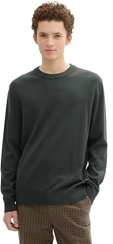 TOM TAILOR Denim Herren Strickpullover aus Baumwolle, 10362 - Dark Gable Green, M