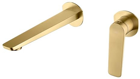 MICE - Grifo monomando empotrado para lavabo hecho de latón - Griferia empotrada para lavamanos apto para agua frio/caliente Oro Cepillado GLN047/OC