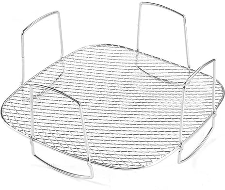 Luftfritteusenständer aus Edelstahl, QuadratischerHeißluftfritteuse Grillrost, Heißluftfritteusen-Zubehör, Abtropfgestell für Obst und Gemüse, kompatibel mit den meisten Luftfritteusen
