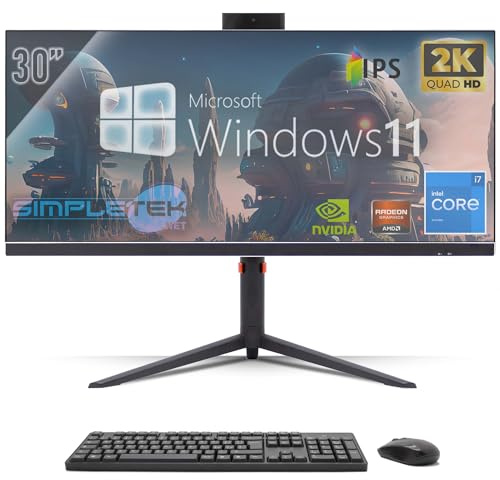 SIMPLETEK - All in One PC 30 IPS 2K Core i7 4GHz RTX 4060 8GB | Windows 11 Pro - 16GB DDR4 240GB SSD M2 + 2TB | All-in-One Gaming Computer WiFi6 HDMI