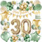 Amteker 72 Stück Deko 30 Geburtstag Frau Mann, 30 Geburtstag Männer Luftballons Geburtstag, Happy Birthday Girlande Deko 30 Geburtstag Deko, 30. Geburtstag Frauen Luftballons Grün
