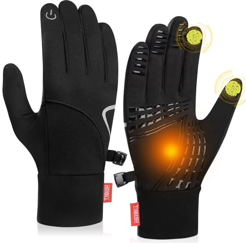 Fahrrad Handschuhe Herren Damen, Warme Sporthandschuhe [Weiches Vlies & Atmungsaktive] Mann Winter Winddichte Touchscreen Radsporthandschue Liner Laufhandschuhe Elastisch Sporthandschuhe Unisex