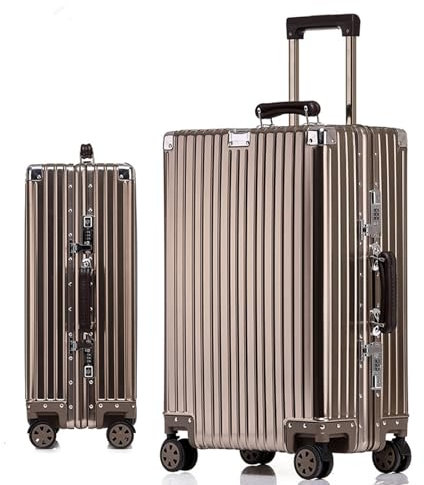 Meoky Metallkoffer Tragbarer Koffer aus Aluminiumlegierung 4 Räder Handgepäck 3-stellige Zahlenschlösser,5,26in