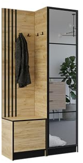 KIER FURNITURE Garderobenschrank Eden 106,4 cm - Modern Flurgarderobe - Flurschrank mit Schuhschrank - Flurgarderoben Set - Garderobe mit Sitzbank Craft Eiche 106,4 x 205 x 39 cm
