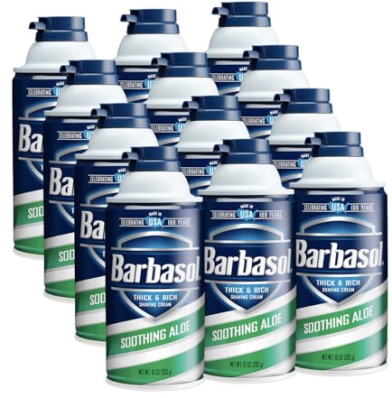 Barbasol Soothing Aloe Thick & Rich Shaving Cream, 10 OZ (Bulk Pack of 12)