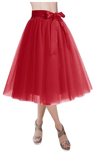 Tüllrock Damen Elastische Langer Rock Mehrschichtiges Lagig Tüll Tüllrock Teen Dance Dress Up Party Unregelmäßiger für Faschingskostüme Karneval Kostüm