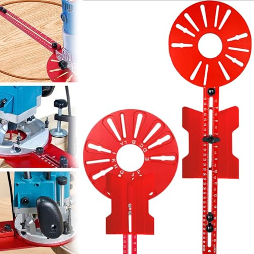 Benustra 5 In 1 Router Circle Cutting Jig, Aluminum Router Jig for Cutting/Routing Circles, Router Milling Groove Bracket for Straight or Cylindrical Edges, Adjustable Router Guide for Woodworking