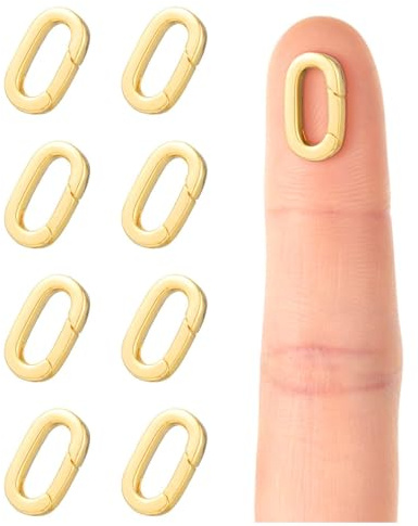 MYGLOAR Confezione da 8 chiusure a catena ovali, mini ciondolo a moschettone dorato, estensore a catena dorata, chiusura a molla dorata, chiusura a portachiavi a molla per collane di gioielli