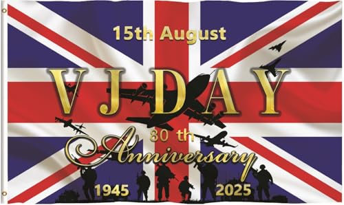 VJ Day - Bandera de 80 aniversario de la victoria en Japón, decoración de bandera grande, regalos de 5 pies y 3 pies