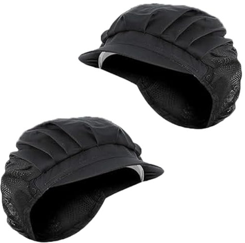 COYUN 2x Gorro Cocinero, Gorro Cocina Mujer, Gorro de Chef Redecilla Negra para Cocina Media Malla Elástica Transpirable para Panadero, con Sombrero de Chef con ala, Redes para el Cabello para Mujeres