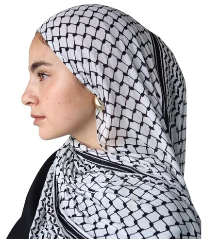 Palästina -Schal | Araber Soft Hijab Bandana 70.87x27,56 Zoll, Kopf-Chiffon-Kopfhalle-Schal aus dem Kopf, Araber Wrap für Frauen und Mädchen