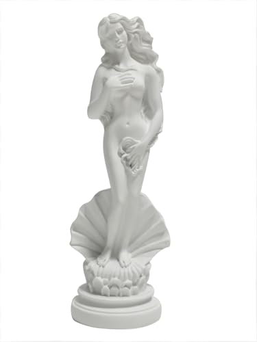 KIKITOY Aphrodite-Statue Die Geburt der Venus, 19 cm, Skulptur, griechische römische Göttin, handgefertigte Kunstharz-Kunstfigur, Klassische weiße Statue, Heim- und Bürodekoration