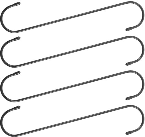 COMNICO 4pcs Large S Hooks Black Heavy Duty Long S Hooks Hanging Plant Extension Hook for Kitchenware Utensils Pots Closet