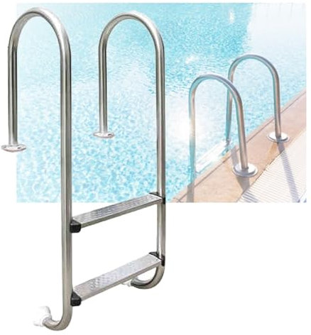 KZKZK Échelle de Piscine à 2 marches, escalier enterré en Acier Inoxydable, avec Rampe, Montage Facile for Parc Aquatique en Plein air(2-steps1.0mm)