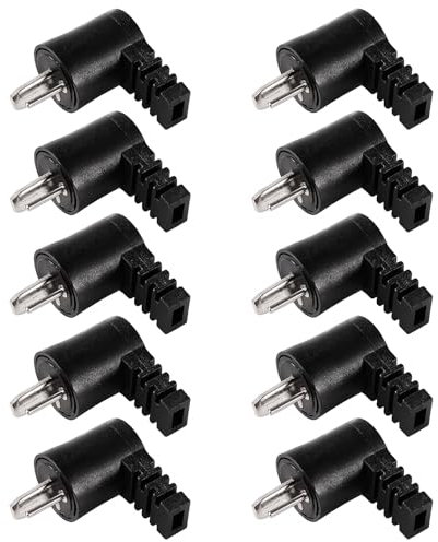 KUOQIY 10 PCS 90 Degree 2 Pin DIN Speaker Plug, 2 Pin HiFi Loudspeaker Cable Connector with Screw Terminals, with Screwdriver, for HiFi Loud Speaker Devices