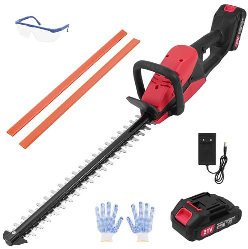 Hedge Trimmer Cordless, 21V Cordless Hedge Trimmers with Battery and Charger, Electric Hedge Cutter, 50cm Cutting Length, Dual Action Blade, Battery Hedge Trimmers Garden Strimmer for Shrubs Trimming