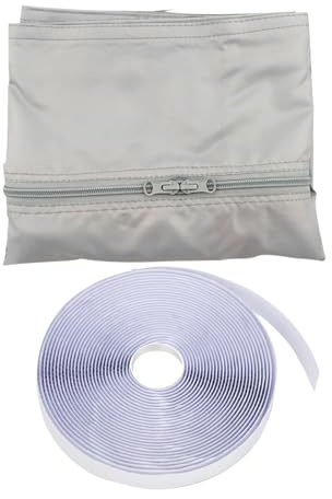Portable Air Conditioner Window Seal Kit,Hot Air Stop Kit for All Mobile Air Conditioning,Air Exchange Guards with Zip and Adhesive Fastener Strap (4M)