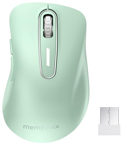 memzuoix Kabellose Maus 2.4GHz, Tragbare Optische Wireless Maus 1400 DPI mit Mini-USB-Empfänger, 5 Tasten und Batteriebetrieb für Laptop, Desktop, MacBook - Hellgrün