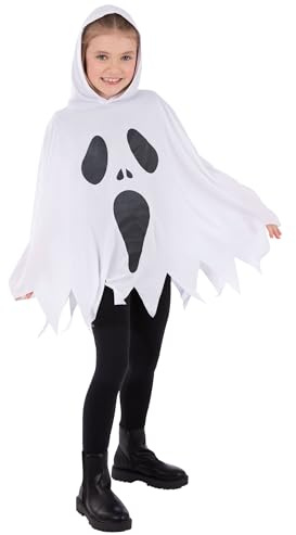 Smiffys Ghost Poncho, White, Kids
