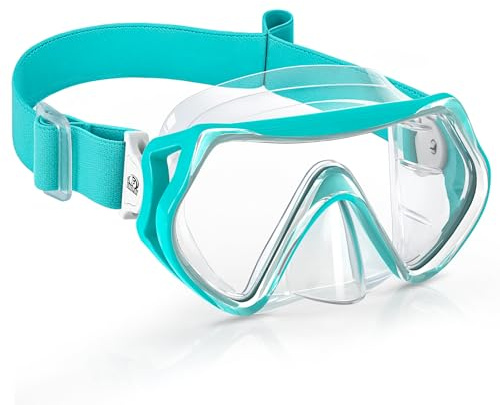 Findway Gafas Buceo Niños con Correa de Tela Suave,Gafas Natacion niño con Cubre Nariz,,Antivaho Antifugas Vista Clara Gafas bucear para niños, niñas, Adolescentes