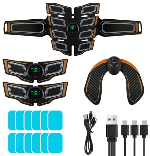 Aolso Electrostimulateur Musculaire, Ceinture Abdominale Electrostimulation, 6 Modes et 18 Intensités, Abdos Musculation Appareil pour Abdos/Bras/Jambes/Fesses,Homme Femme