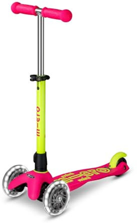 Micro Mini Deluxe LED | Kinderroller Premium 3 Räder mit batteriebetriebenen LED-Leuchten | Verstellbarer und Abnehmbarer Lenker | rutschfeste Plattform | Neigungsdrehung | Jungen und Mädchen | ab 2