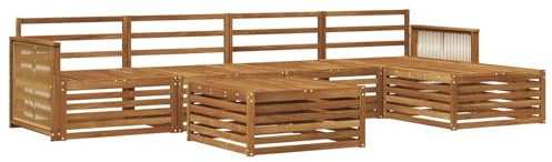 vidaXL Outdoor-Sofagarnitur 6 pcs Natur Massivholz Akazie, Patio-Sofa, modernes Eckset, wetterfester Gartenlounge, Bequeme Terrassenplätze für entspannte Zeiten