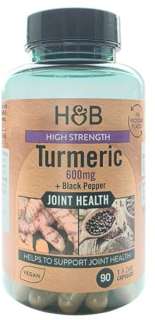 Holland & Barrett High Strength Turmeric 600mg with Black Pepper – 90 Capsules – Curcumin Supplement – Joint Support & Antioxidant – Vegan