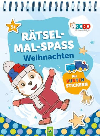 Bobo Siebenschläfer Rätsel-Mal-Spaß Weihnachten. Für Kinder ab 3 Jahren: Mit bunten Stickern I Das perfekte Geschenk für alle Bobo-Fans