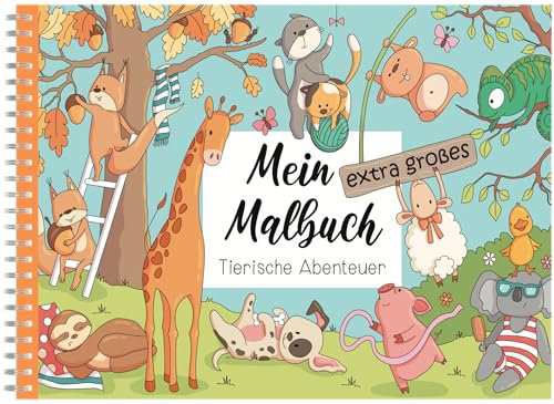 Mein extra großes Malbuch: Tierisches Malvergnügen im riesigen A3-Format – doppelter Platz für deine buntesten Ideen! Perfekt als Geschenk für kleine Künstler*innen!