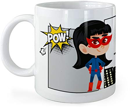 selfiemania Mug, Tasse personnalisé prénom, Supers Héros - Personnalisable en Ligne - Idée Cadeau d'anniversaire (pour Super Girl)