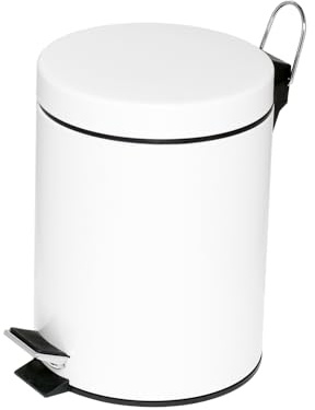 ALCO-Albert 2960-10 - Tretabfalleimer 5 l, Ø 20,5x28,5 cm, mit Kunststoffeinsatz, weiß