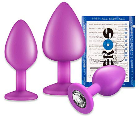provocaTOY Dilatatore Anale in Silicone - Plug Anale per Uomo – Donna e Coppie – Butt Plug S –M –L – Con Lubrificante Sessuale Incluso - Sex Toys - In Porpora con Diamante Bianco