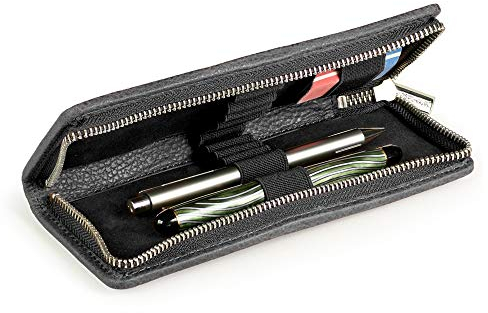 Jahn-Tasche Exklusives Federmäppchen Stifte-Etui, Größe M, aus Büffel-Leder, Schwarz, 012