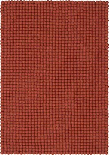 myfelt Lora Filzkugelteppich — 90x130cm, rechteckig — Rot