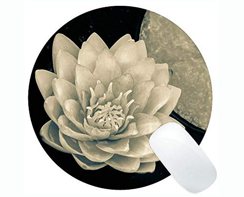 Spa-Thema mit Lily Lotus Flower rutschfeste Gummi Gaming Runde Mauspad - Water Lily personalisierte Rechteck Gaming Runde Mauspads