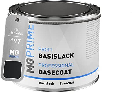 MG PRIME Autolack Dose spritzfertig für Mercedes 197/9197 Obsidianschwarz Metallic/Obsidian Black Metallic Basislack 0,5 Liter 500ml