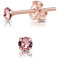 Pendientes Rosa Palo - Pendientes Oro Rosa Mujer con Cristales Swarovski 3 mm - Aretes de Mujer de Oro - Pendientes Pequeños Oro Rosa - Pendientes Rosa Mujer - Pendientes Dorados