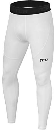 TCA Men Pro Performance Compression Leggings Thermal Base Layer Tights - Pro White, L