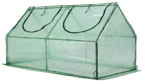 Aoodor Mini-Gewächshaus 1,8 x 0,9 x 0,9 m mit 2 Reißverschlusstüren – Wasserabweisend und UV-Geschützt für Blumen, Gemüse und Kräuter, Grün