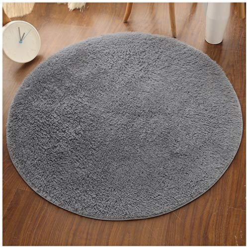 YOUCAI Teppich Rund - Flauschige Hochflor/Kurzflor Modern Teppiche fürs Wohnzimmer, Schlafzimmer, Esszimmer Oder Kinderzimmer Weicher Kunstfell Bett-Vorleger Oder Matte für Stuhl Sofa,60cm,Grau-Kurz